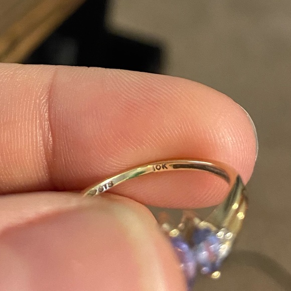 tanzanite ring and earrings 10k  and 14k gold - Picture 7 of 8
